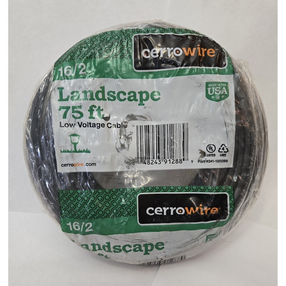 75 Ft. 16/2 Black Stranded Low-Voltage Landscape Lighting Wire Factory Sealed